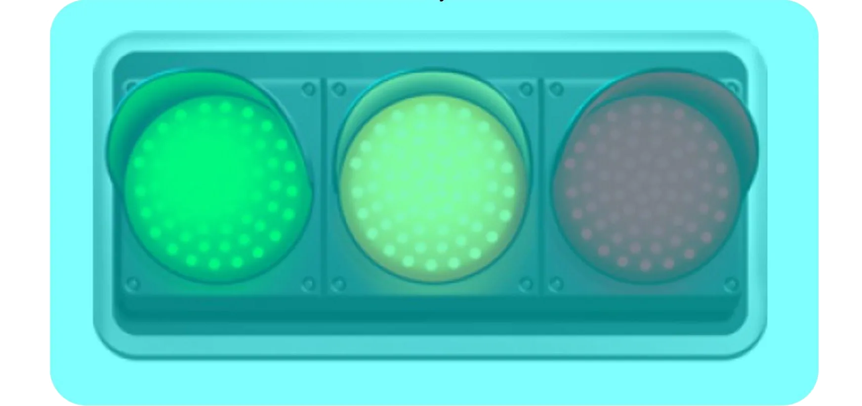The same traffic light seen through a cyan color filter